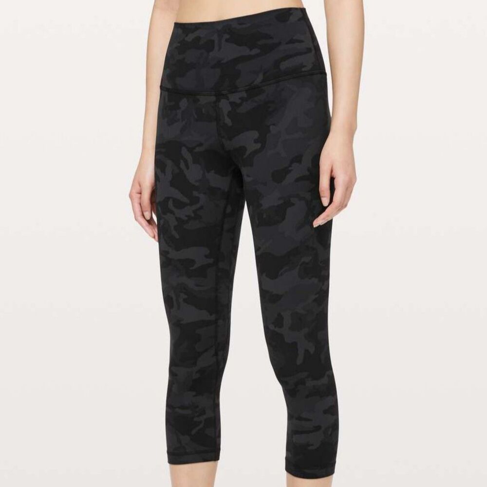 lululemon Align Crop 21in Leggings Size 6 Incognito Camo Black Grey Nulu W6AVIS